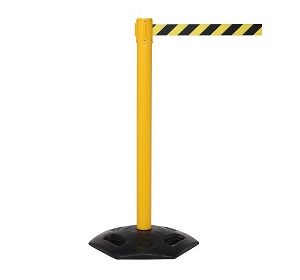 WeatherMaster 250 Retracting 2" H Belt Barriers Yellow Post