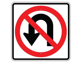 Aluminum No U Turn Symbol Sign (R3-4S)