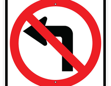 Aluminum No Left Turn Symbol Sign (R3-2S)