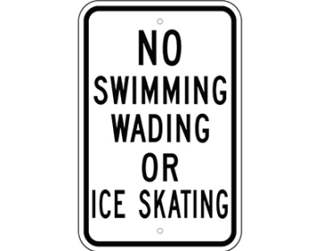 Aluminum No Swimming Wading or Ice Skating Sign