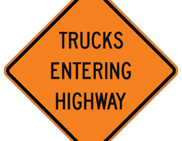 Aluminum Trucks Entering Highway Sign (W16-3)