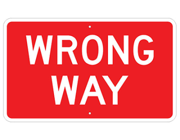 Aluminum WRONG WAY Sign (R5-9)